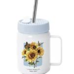 480ml Double-Insulated Mason Jar with Silicone Lid and Metal Straw - Image 3