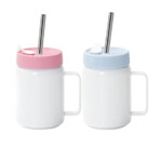 480ml Double-Insulated Mason Jar with Silicone Lid and Metal Straw