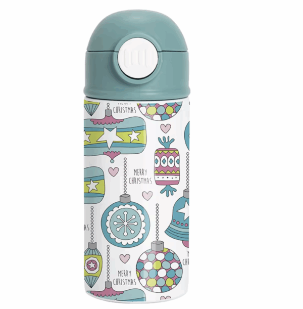 Kids 360ml  Aluminium Water Bottle with Straw Lid  double layer
